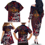 Adelaide Crows Family Matching Off The Shoulder Long Sleeve Dress and Hawaiian Shirt Street Art Urban Graffiti Football