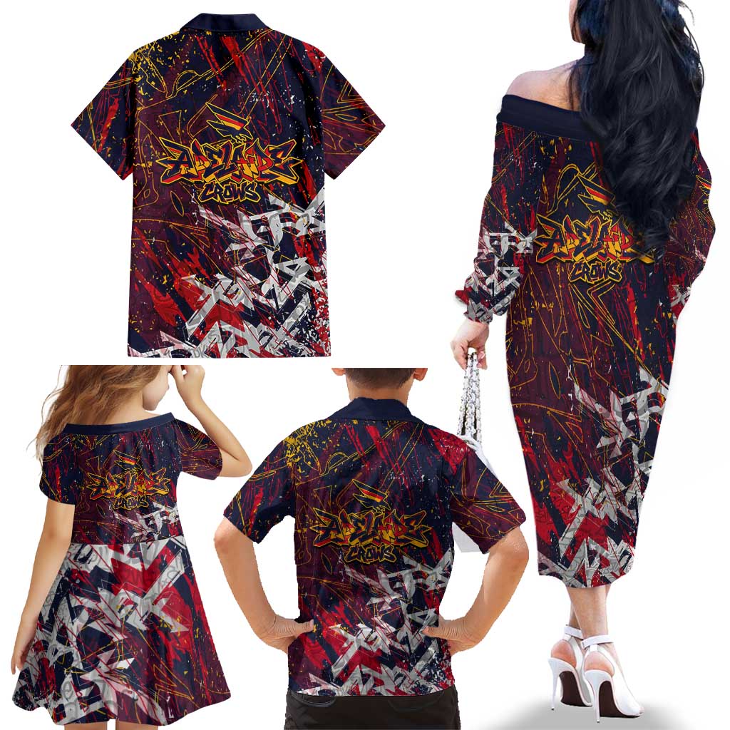 Adelaide Crows Family Matching Off The Shoulder Long Sleeve Dress and Hawaiian Shirt Street Art Urban Graffiti Football