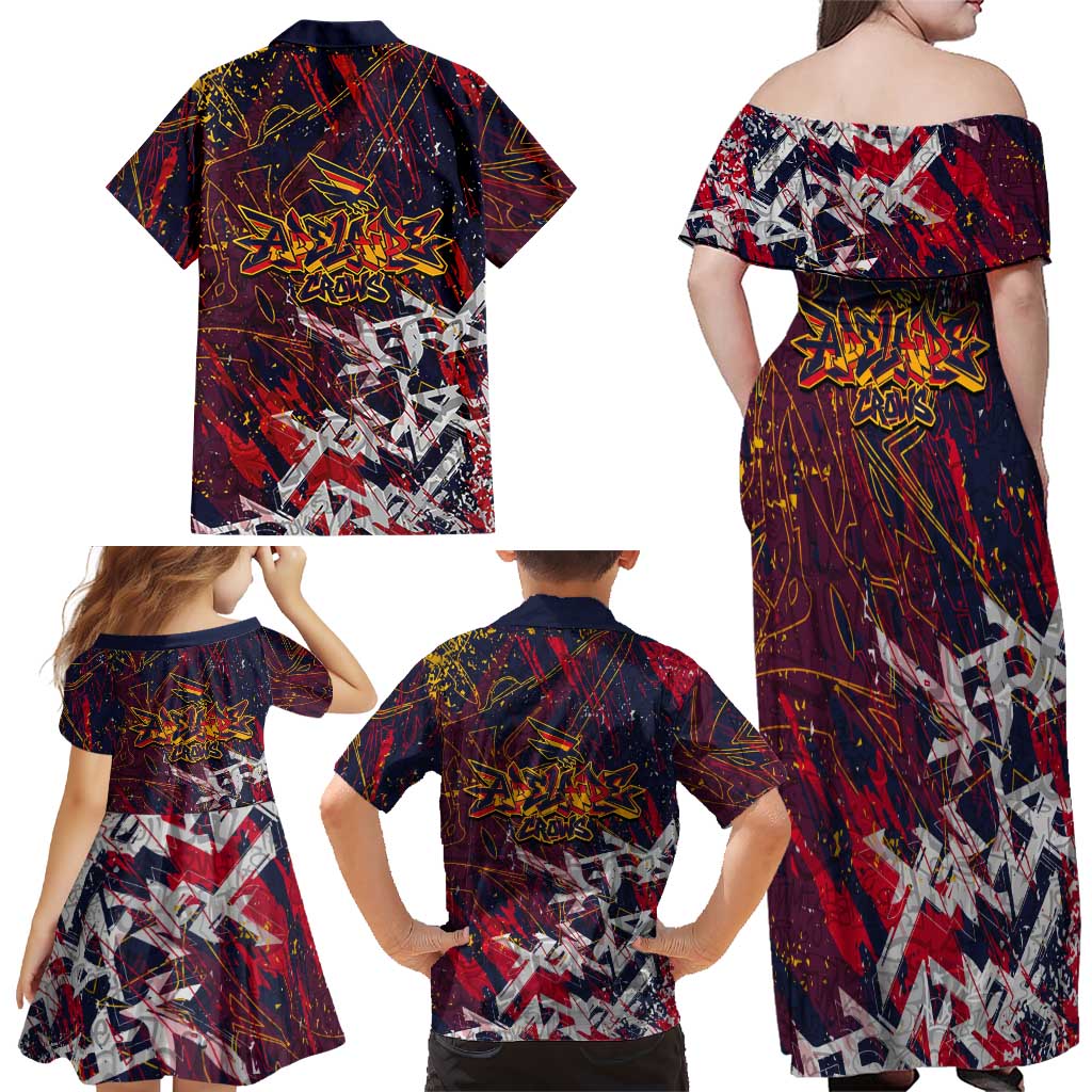 Adelaide Crows Family Matching Off Shoulder Maxi Dress and Hawaiian Shirt Street Art Urban Graffiti Football