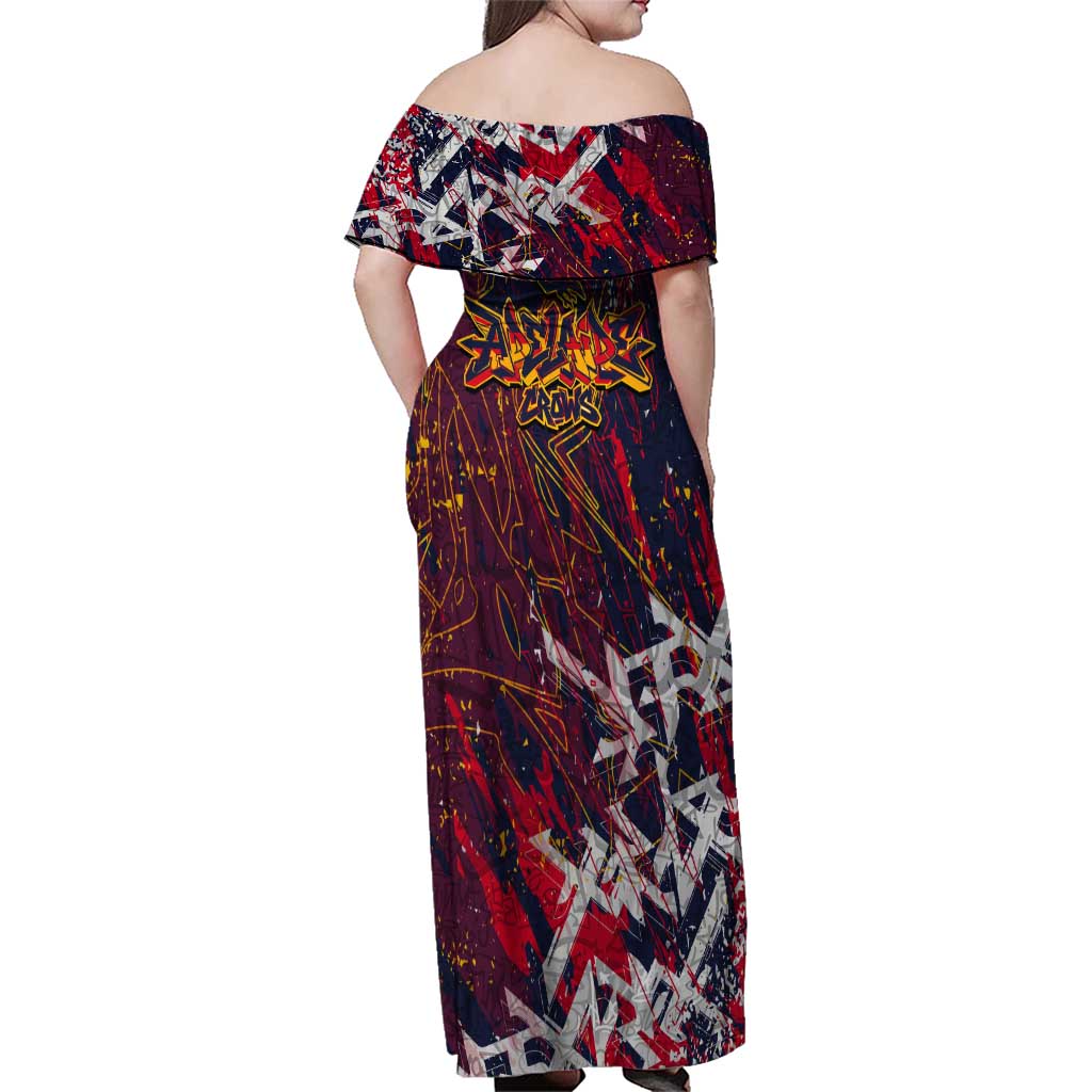 Adelaide Crows Family Matching Off Shoulder Maxi Dress and Hawaiian Shirt Street Art Urban Graffiti Football