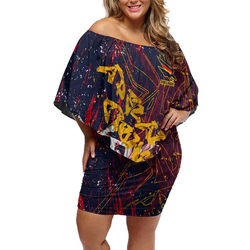 Adelaide Crows Family Matching Off Shoulder Short Dress and Hawaiian Shirt Street Art Urban Graffiti Football