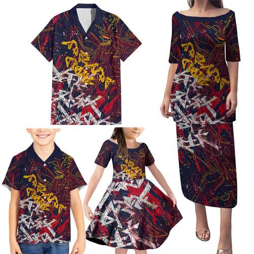 Adelaide Crows Family Matching Puletasi and Hawaiian Shirt Street Art Urban Graffiti Football