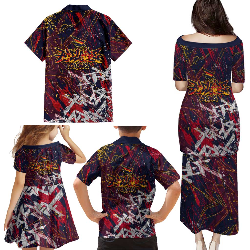 Adelaide Crows Family Matching Puletasi and Hawaiian Shirt Street Art Urban Graffiti Football