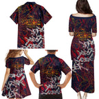 Adelaide Crows Family Matching Puletasi and Hawaiian Shirt Street Art Urban Graffiti Football