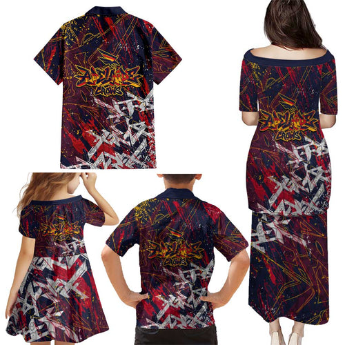 Adelaide Crows Family Matching Puletasi and Hawaiian Shirt Street Art Urban Graffiti Football