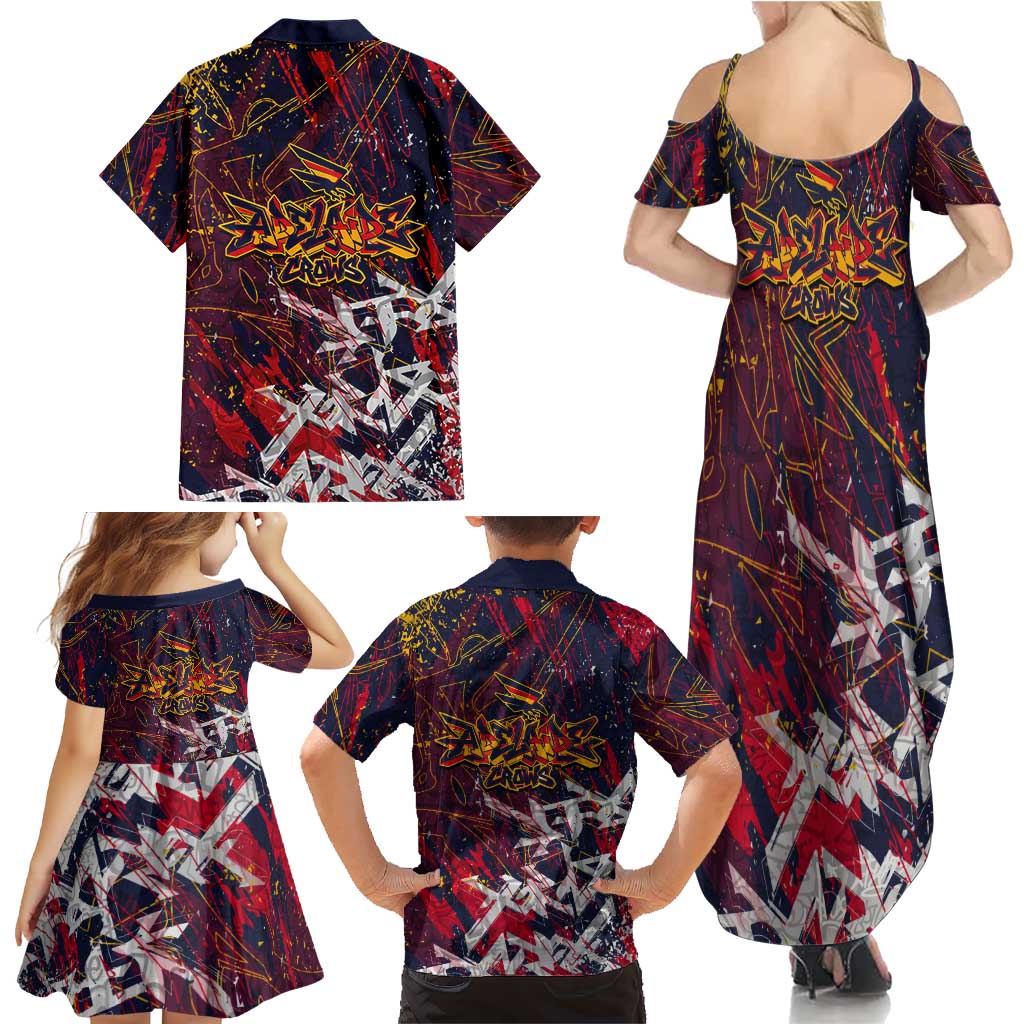 Adelaide Crows Family Matching Summer Maxi Dress and Hawaiian Shirt Street Art Urban Graffiti Football