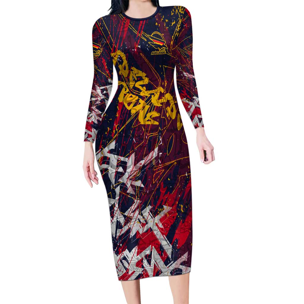 Adelaide Crows Long Sleeve Bodycon Dress Street Art Urban Graffiti Football