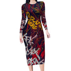 Adelaide Crows Long Sleeve Bodycon Dress Street Art Urban Graffiti Football