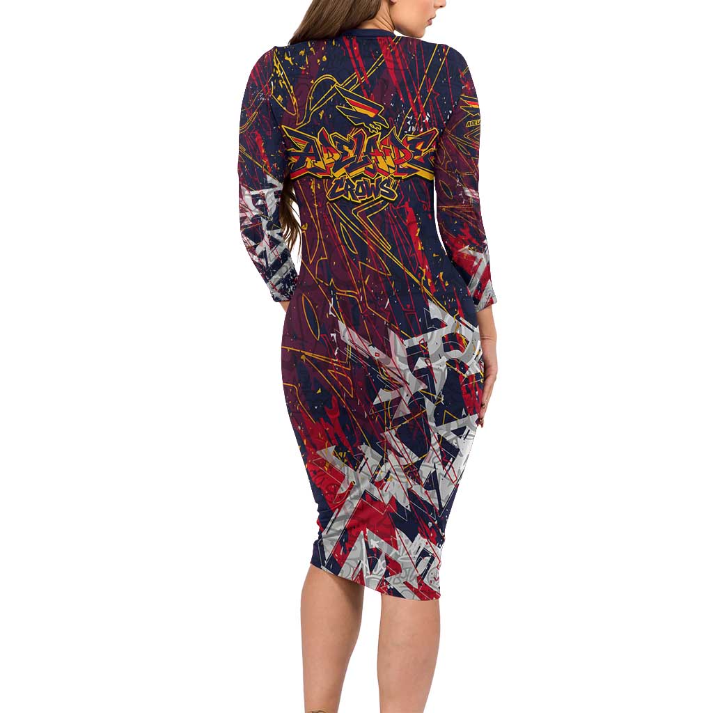 Adelaide Crows Long Sleeve Bodycon Dress Street Art Urban Graffiti Football