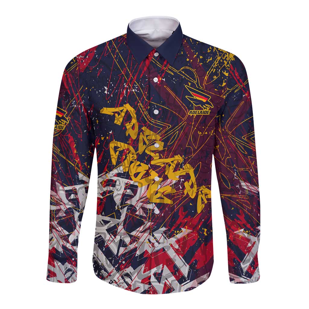 Adelaide Crows Long Sleeve Button Shirt Street Art Urban Graffiti Football