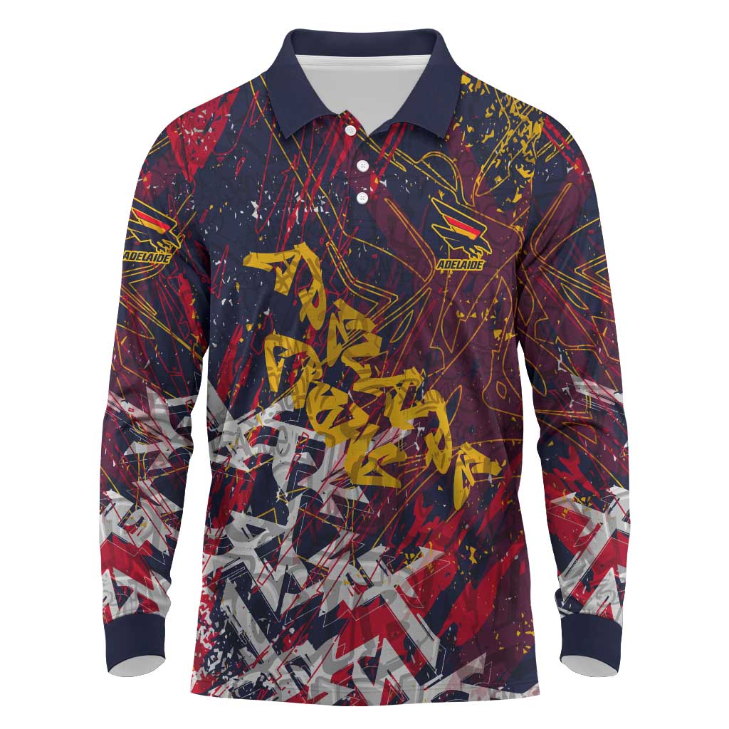 Adelaide Crows Long Sleeve Polo Shirt Street Art Urban Graffiti Football