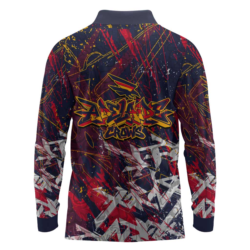 Adelaide Crows Long Sleeve Polo Shirt Street Art Urban Graffiti Football