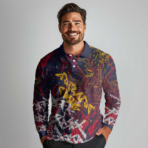 Adelaide Crows Long Sleeve Polo Shirt Street Art Urban Graffiti Football