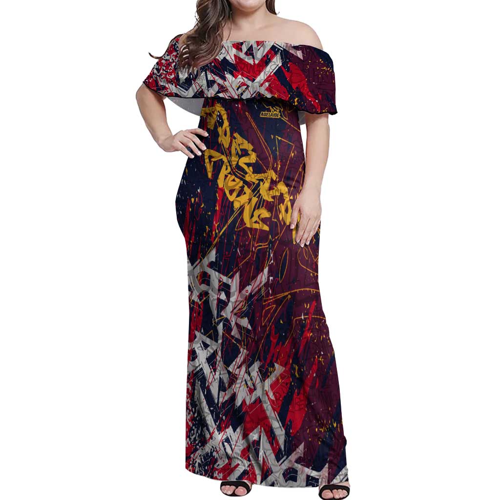 Adelaide Crows Off Shoulder Maxi Dress Street Art Urban Graffiti Football