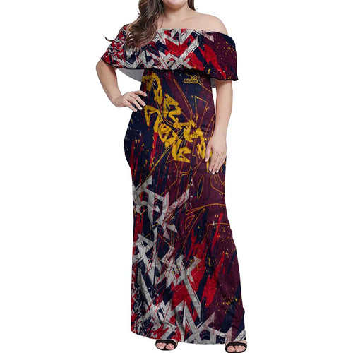 Adelaide Crows Off Shoulder Maxi Dress Street Art Urban Graffiti Football