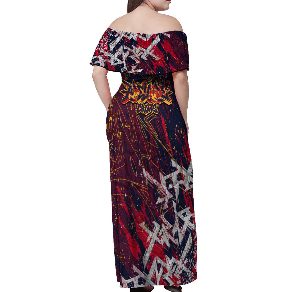 Adelaide Crows Off Shoulder Maxi Dress Street Art Urban Graffiti Football