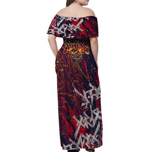 Adelaide Crows Off Shoulder Maxi Dress Street Art Urban Graffiti Football
