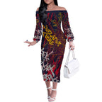 Adelaide Crows Off The Shoulder Long Sleeve Dress Street Art Urban Graffiti Football