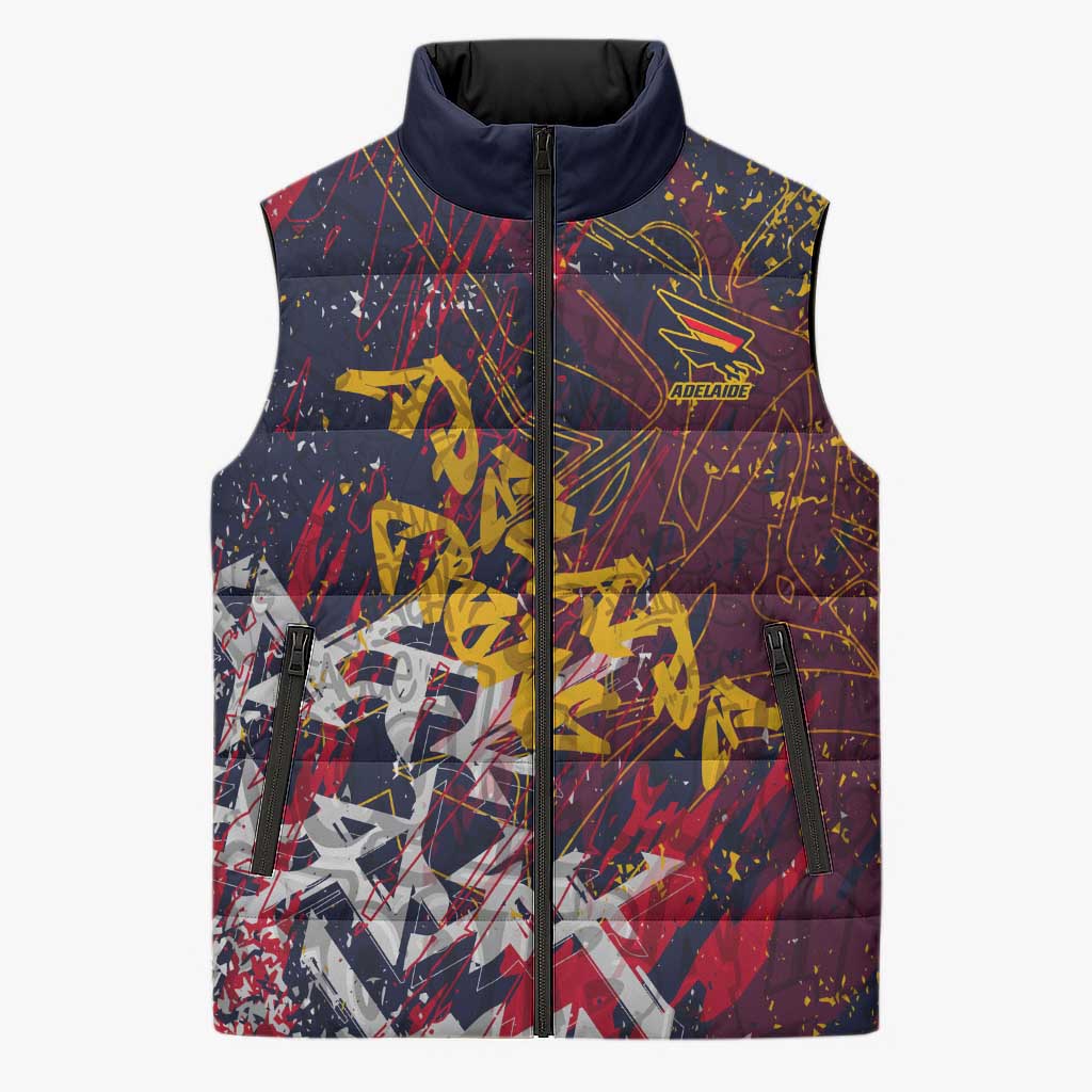 Adelaide Crows Sleeveless Puffer Jacket Street Art Urban Graffiti Football