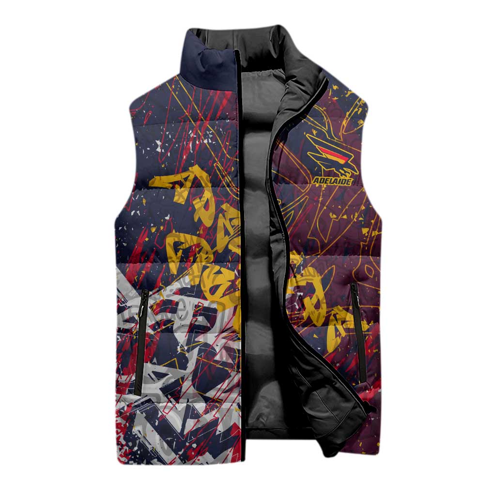 Adelaide Crows Sleeveless Puffer Jacket Street Art Urban Graffiti Football