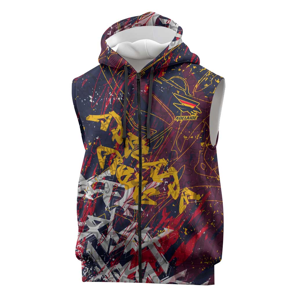 Adelaide Crows Sleeveless Zip Hoodie Street Art Urban Graffiti Football