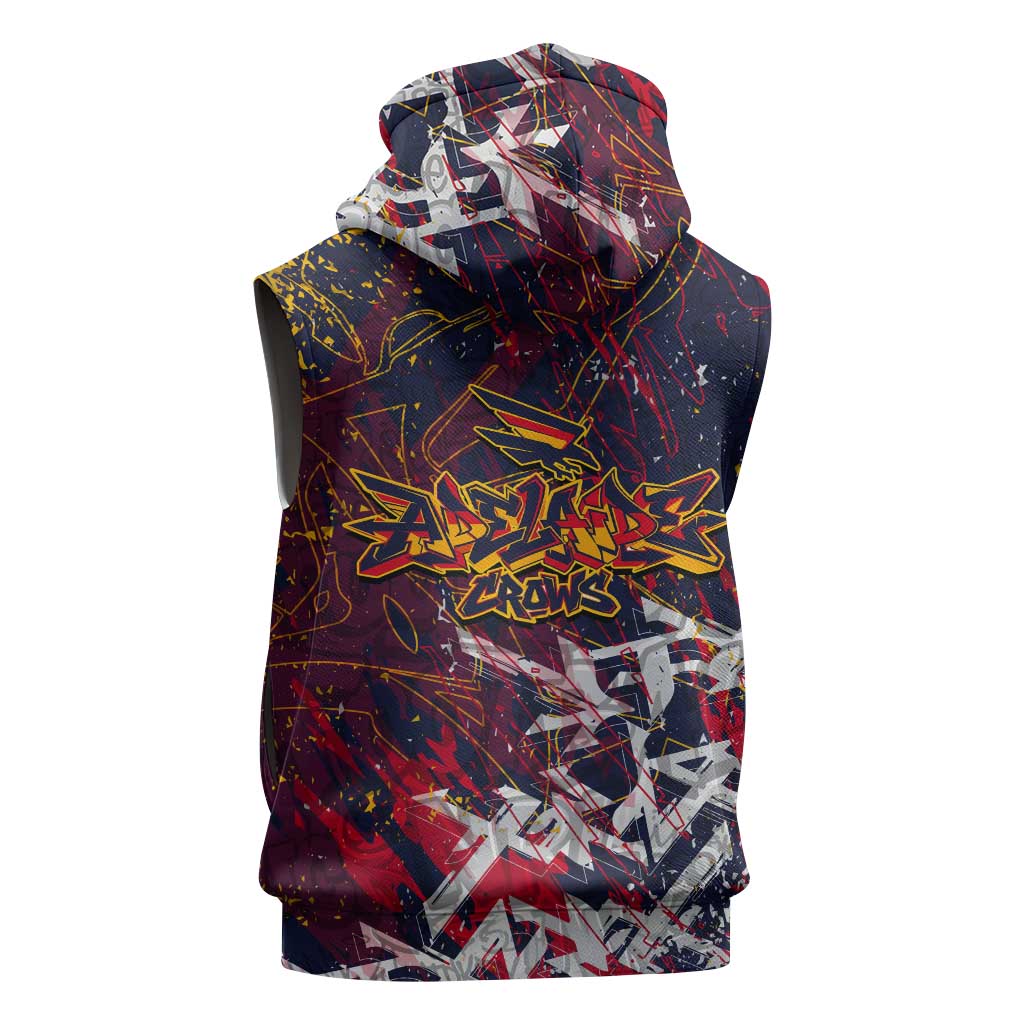 Adelaide Crows Sleeveless Zip Hoodie Street Art Urban Graffiti Football