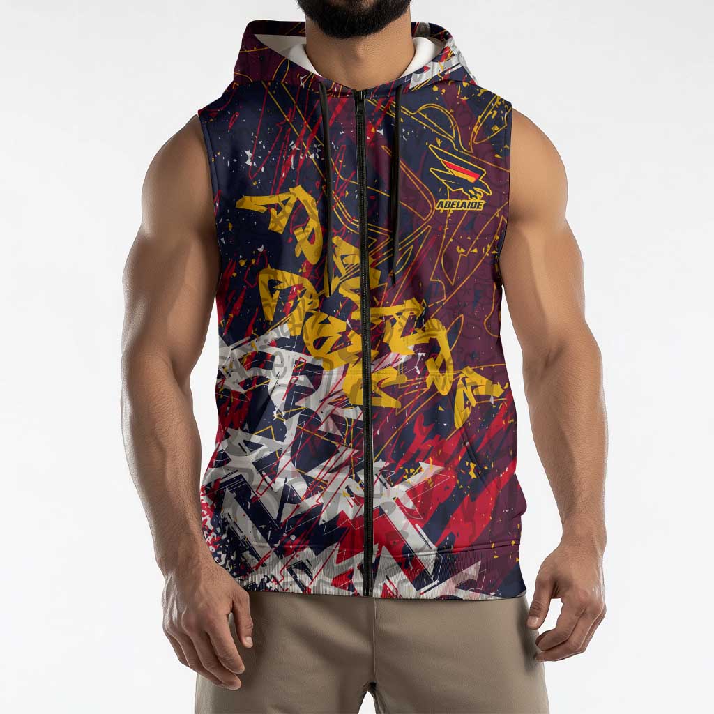 Adelaide Crows Sleeveless Zip Hoodie Street Art Urban Graffiti Football
