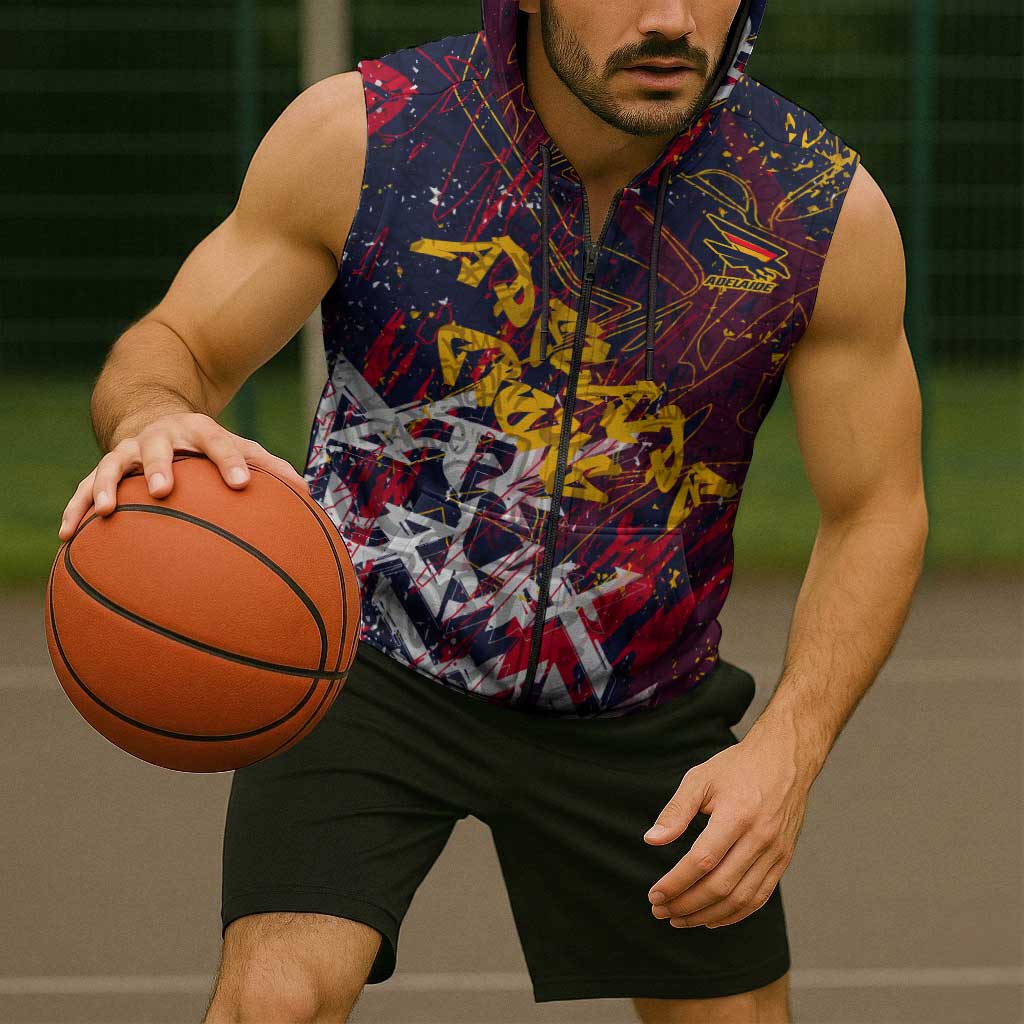 Adelaide Crows Sleeveless Zip Hoodie Street Art Urban Graffiti Football