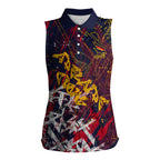 Adelaide Crows Women Sleeveless Polo Shirt Street Art Urban Graffiti Football