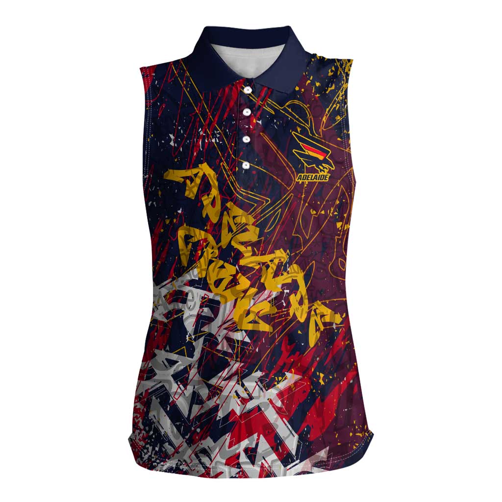 Adelaide Crows Women Sleeveless Polo Shirt Street Art Urban Graffiti Football