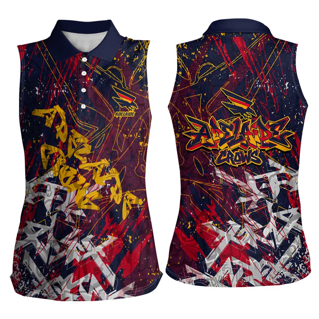 Adelaide Crows Women Sleeveless Polo Shirt Street Art Urban Graffiti Football