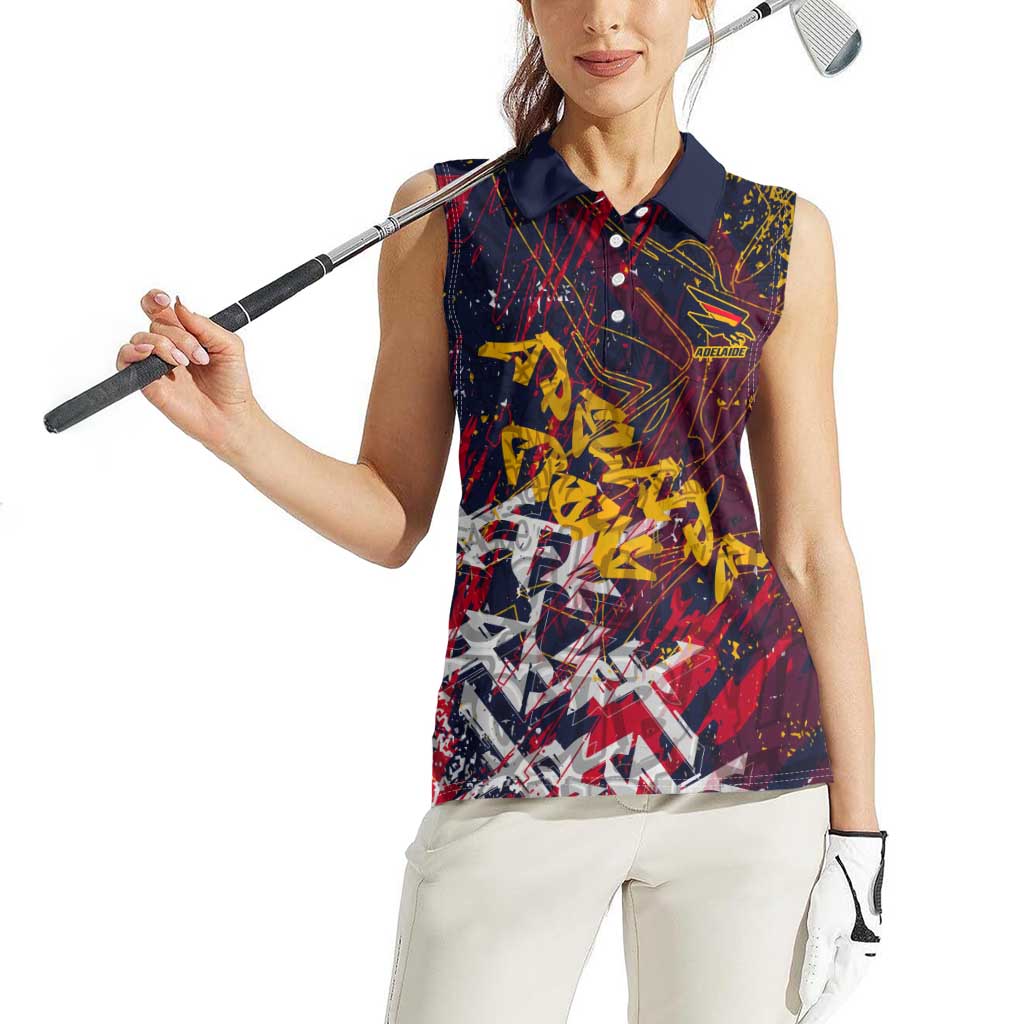 Adelaide Crows Women Sleeveless Polo Shirt Street Art Urban Graffiti Football