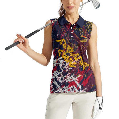 Adelaide Crows Women Sleeveless Polo Shirt Street Art Urban Graffiti Football