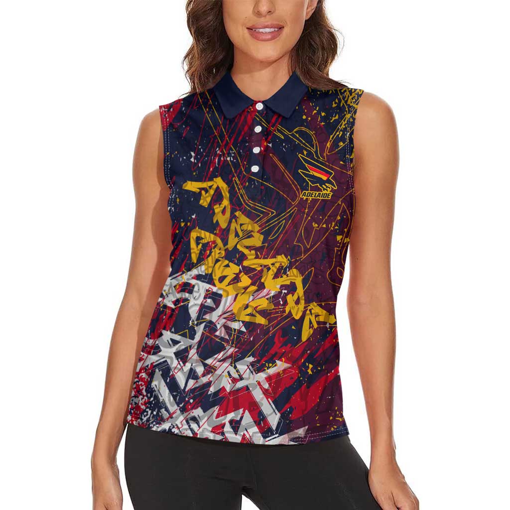 Adelaide Crows Women Sleeveless Polo Shirt Street Art Urban Graffiti Football