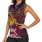 Adelaide Crows Women Sleeveless Polo Shirt Street Art Urban Graffiti Football