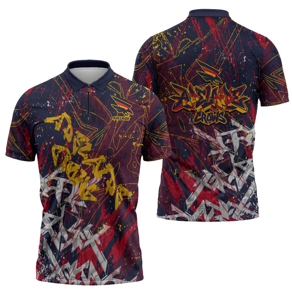 Adelaide Crows Zipper Polo Shirt Street Art Urban Graffiti Football