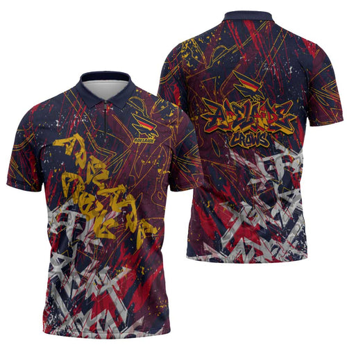 Adelaide Crows Zipper Polo Shirt Street Art Urban Graffiti Football