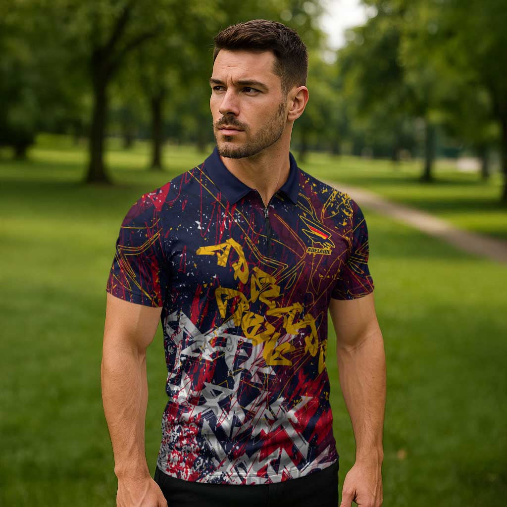 Adelaide Crows Zipper Polo Shirt Street Art Urban Graffiti Football