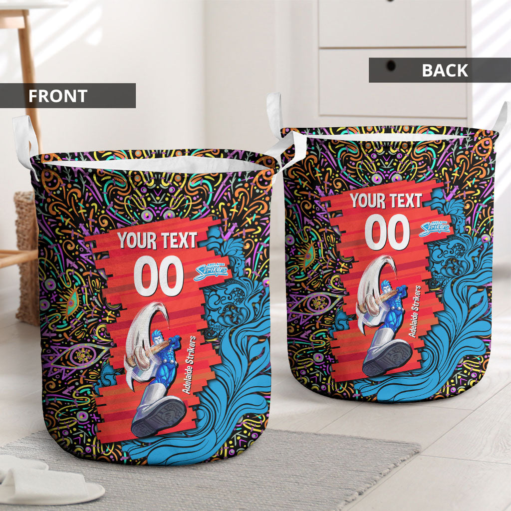Personalized Adelaide Strikers Laundry Basket Hippie Psychedelic Pattern Vibrant Mandala Art Style
