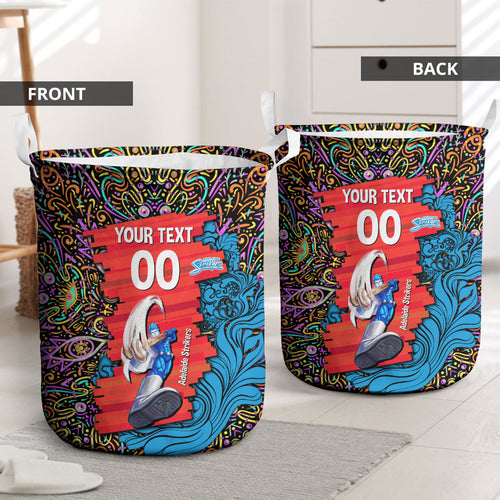 Personalized Adelaide Strikers Laundry Basket Hippie Psychedelic Pattern Vibrant Mandala Art Style