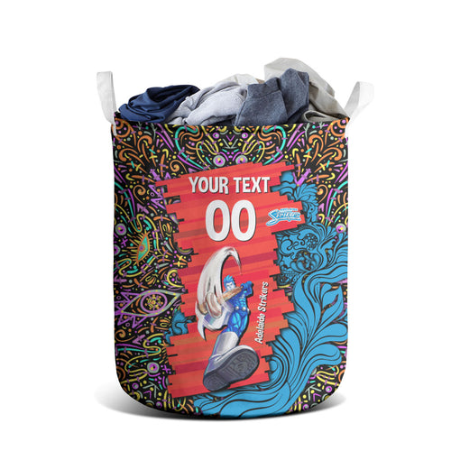 Personalized Adelaide Strikers Laundry Basket Hippie Psychedelic Pattern Vibrant Mandala Art Style