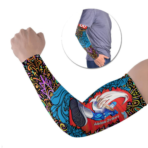 Personalized Adelaide Strikers Arm Sleeves Hippie Psychedelic Pattern Vibrant Mandala Art Style