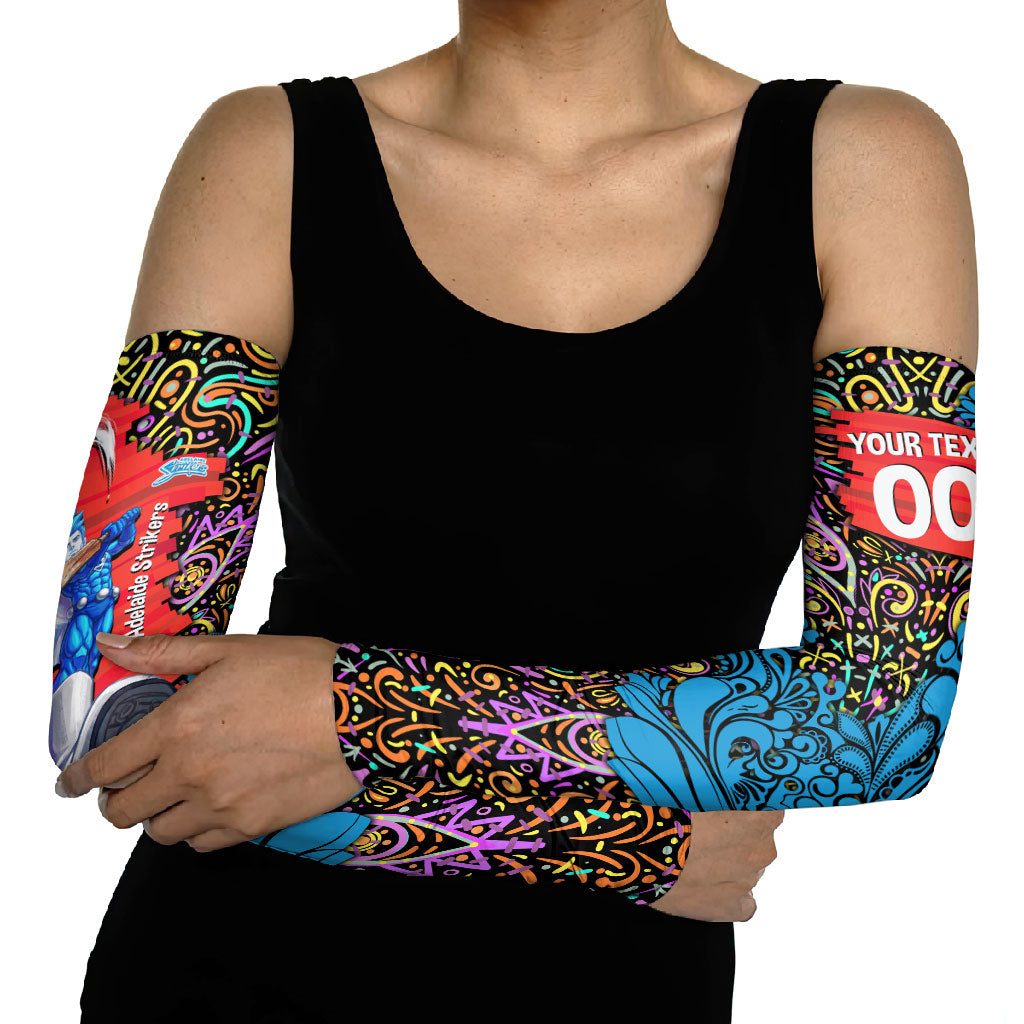 Personalized Adelaide Strikers Arm Sleeves Hippie Psychedelic Pattern Vibrant Mandala Art Style