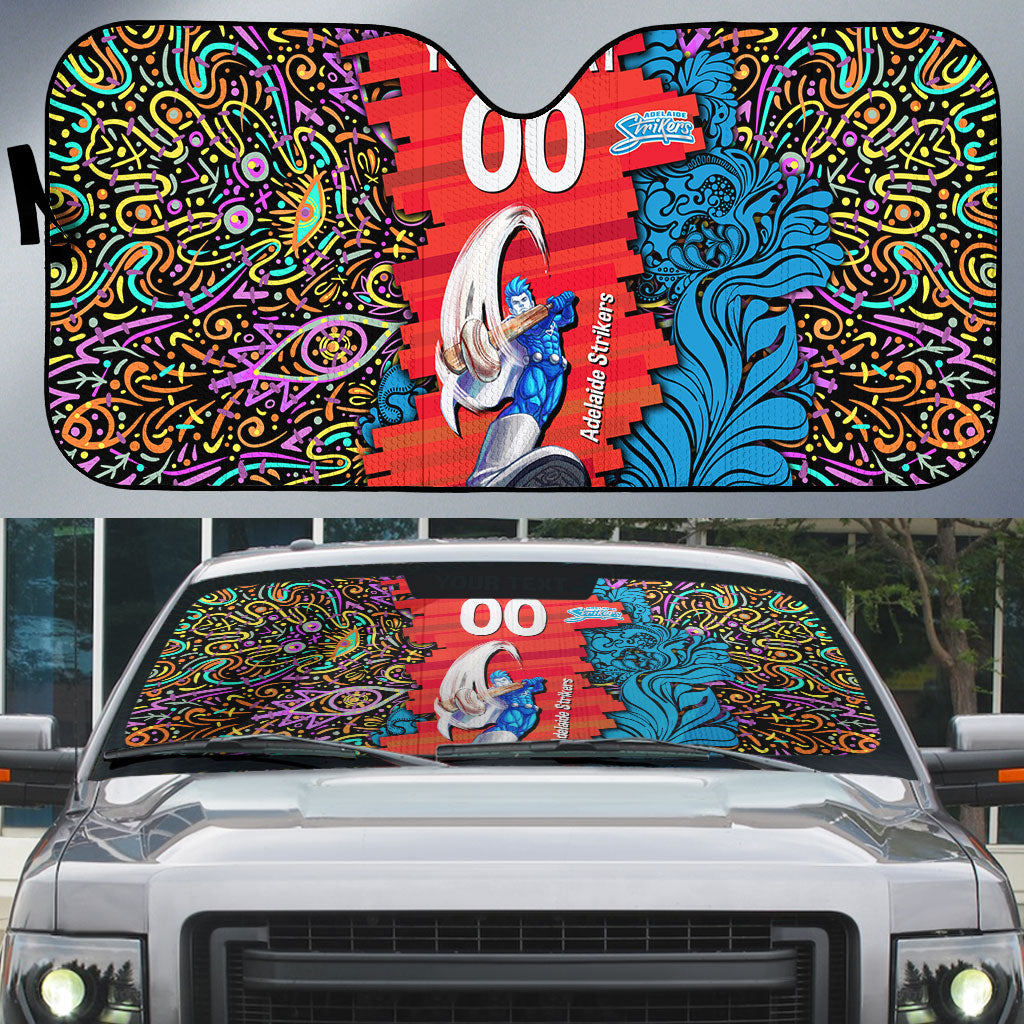 Personalized Adelaide Strikers Auto Sun Shade Hippie Psychedelic Pattern Vibrant Mandala Art Style