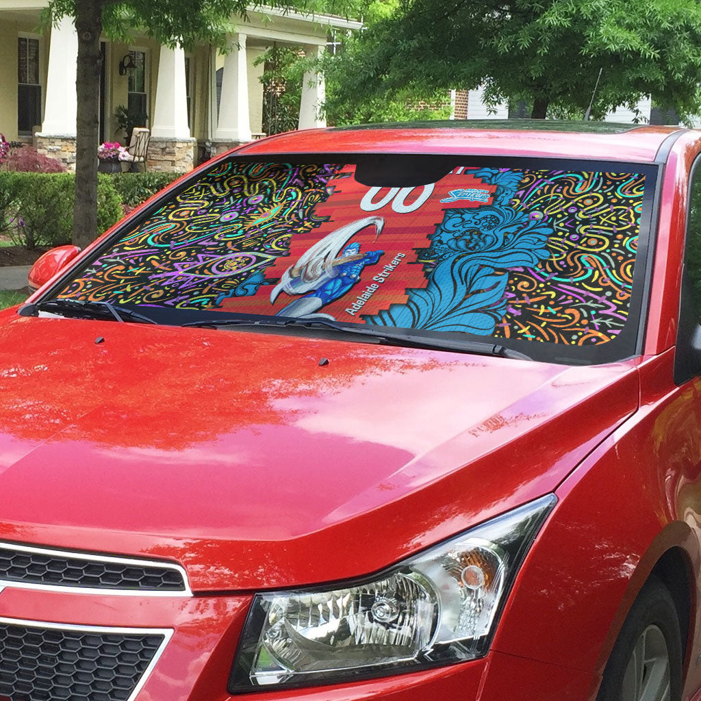 Personalized Adelaide Strikers Auto Sun Shade Hippie Psychedelic Pattern Vibrant Mandala Art Style