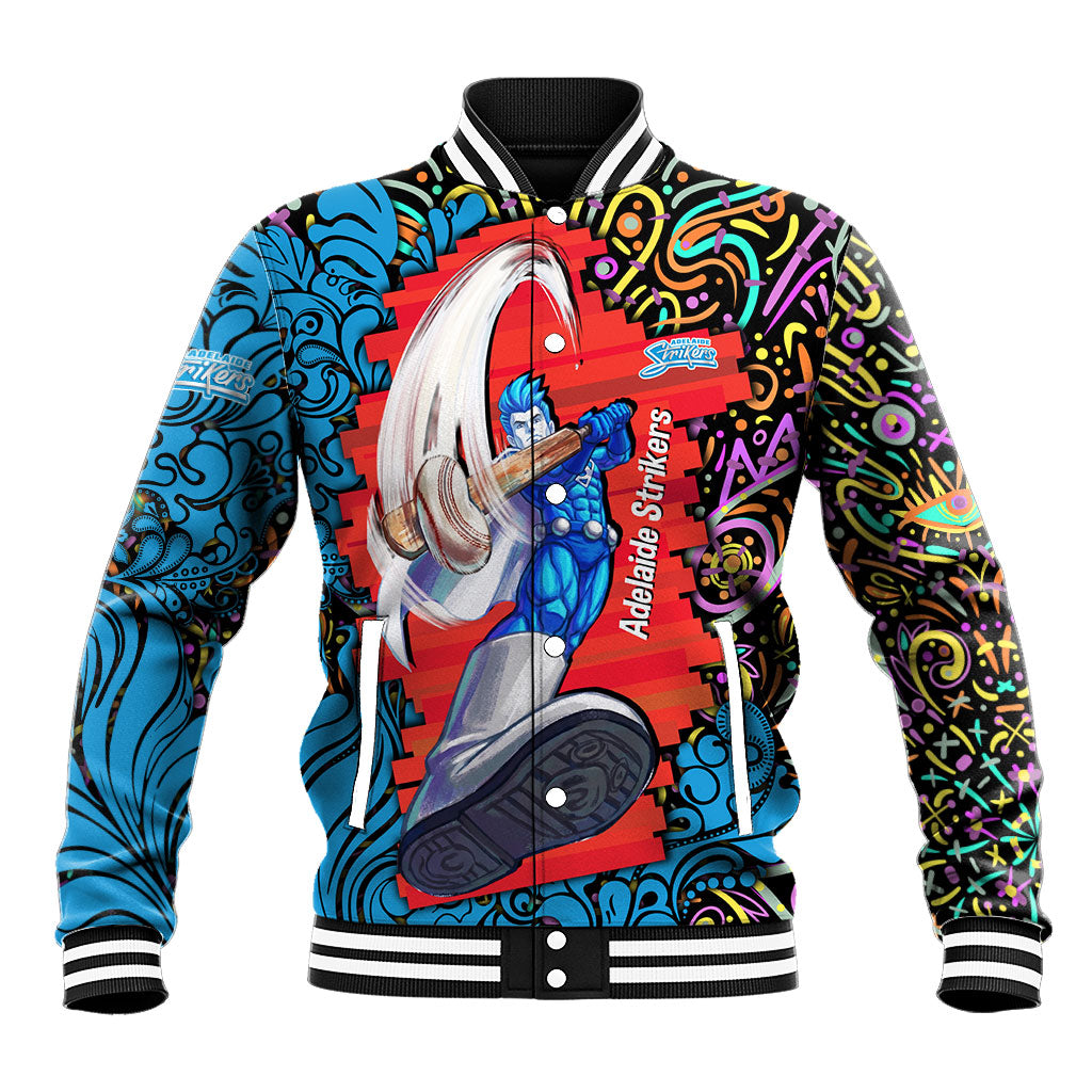 Personalized Adelaide Strikers Baseball Jacket Hippie Psychedelic Pattern Vibrant Mandala Art Style
