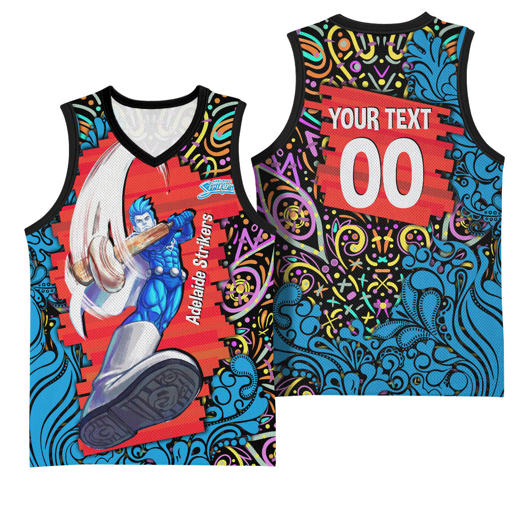 Personalized Adelaide Strikers Basketball Jersey Hippie Psychedelic Pattern Vibrant Mandala Art Style