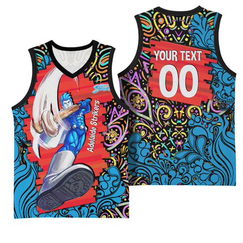 Personalized Adelaide Strikers Basketball Jersey Hippie Psychedelic Pattern Vibrant Mandala Art Style