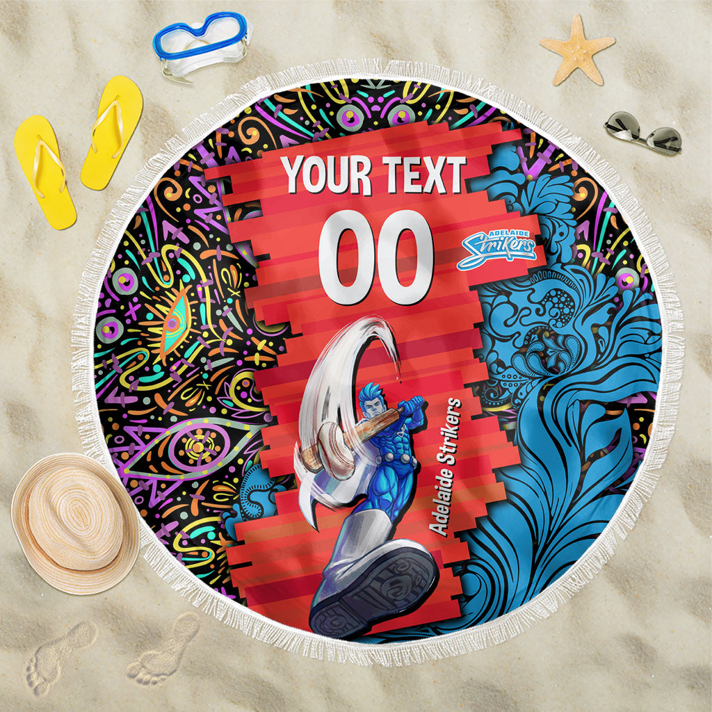 Personalized Adelaide Strikers Beach Blanket Hippie Psychedelic Pattern Vibrant Mandala Art Style