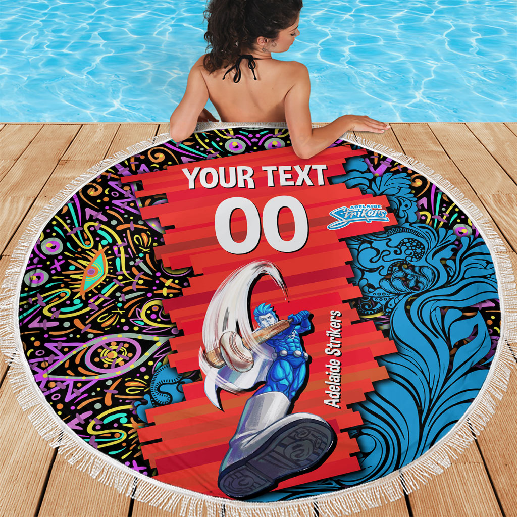 Personalized Adelaide Strikers Beach Blanket Hippie Psychedelic Pattern Vibrant Mandala Art Style